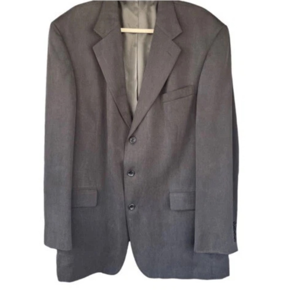 Oscar de la Renta Menswear Blazer‎ Jacket Size 44L Tencel Blend Gray Classic